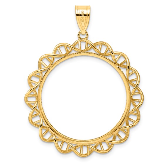 14k Diamond Cut Singapore with 27.0mm Prong Coin Bezel Pendant