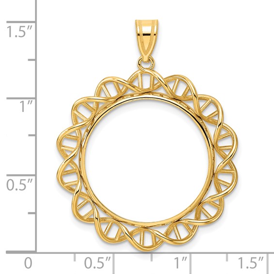 14k Polished Singapore with 22.0mm Prong Coin Bezel Pendant