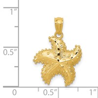 14K Yellow Gold Diamond-Cut Starfish Pendant view 4