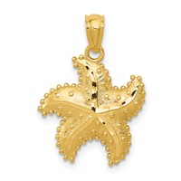 14K Yellow Gold Diamond-Cut Starfish Pendant view 1