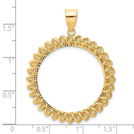 14k Diamond Cut Tight Singapore with 27.0mm Prong Coin Bezel Pendant