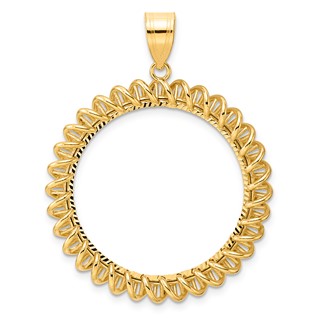 14k Diamond Cut Tight Singapore with 27.0mm Prong Coin Bezel Pendant