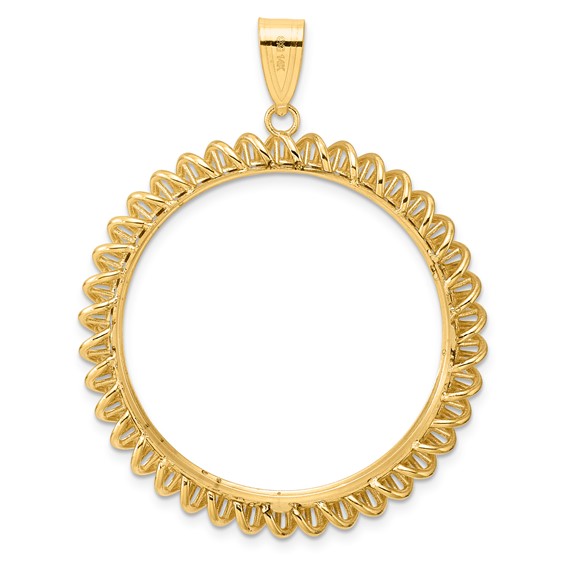 14k Polished Tight Singapore with 32.7mm Prong Coin Bezel Pendant