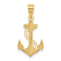 14K Polished Anchor with Rope Pendant view 3