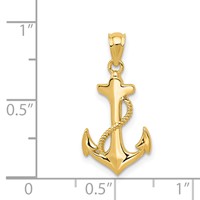 14K Polished Anchor with Rope Pendant view 4