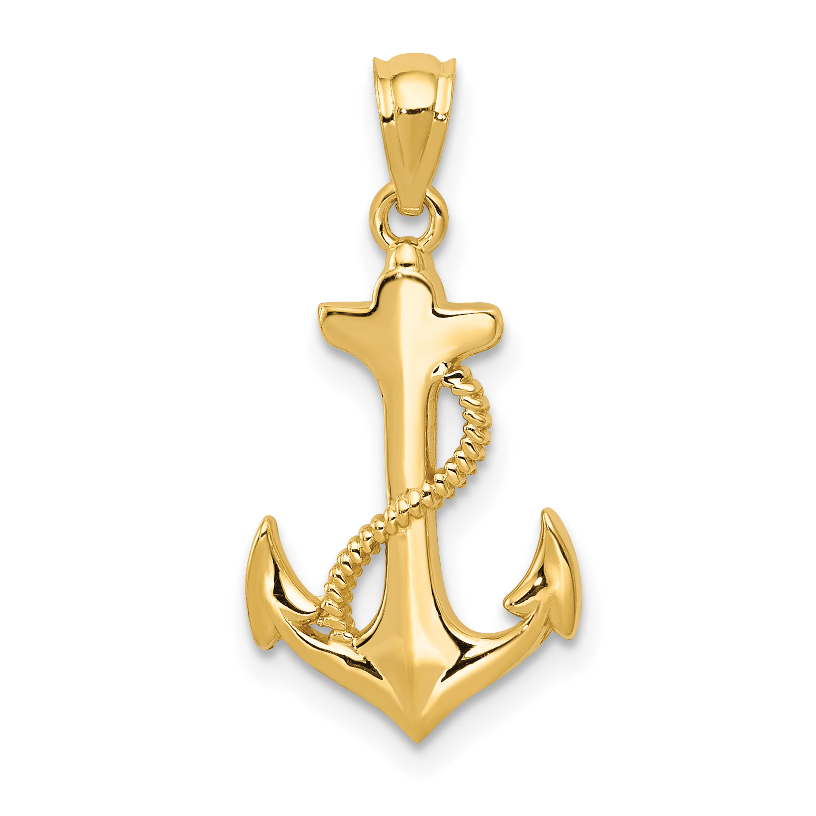 14k Polished Anchor Pendant (C4035)