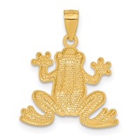 14K Yellow Gold Polished Frog Pendant view 3