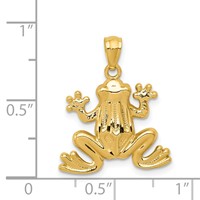14K Yellow Gold Polished Frog Pendant view 4
