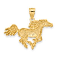 14K Yellow Gold Polished Galloping Horse Pendant view 3