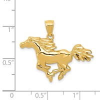 14K Yellow Gold Polished Galloping Horse Pendant view 4
