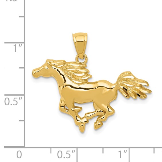 14k Polished Galloping Horse Pendant