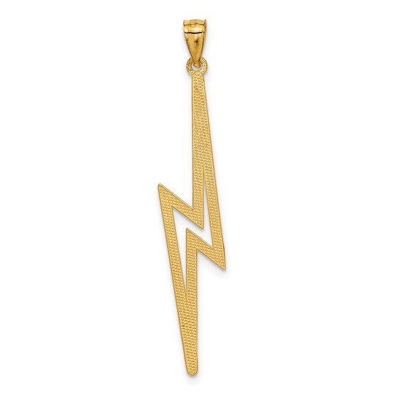 14k Polished Diamond-cut Lightning Bolt Pendant