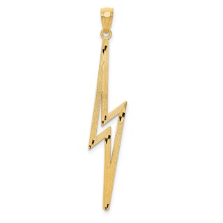 14k Polished Diamond-cut Lightning Bolt Pendant