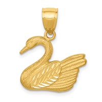 14K Diamond-cut Swan Pendant view 1