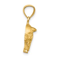 14K Yellow Gold Satin Diamond-cut Pig Pendant view 2