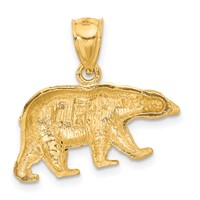 14K Satin Diamond-cut Bear Pendant view 3