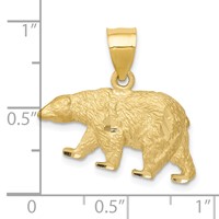 14K Satin Diamond-cut Bear Pendant view 4