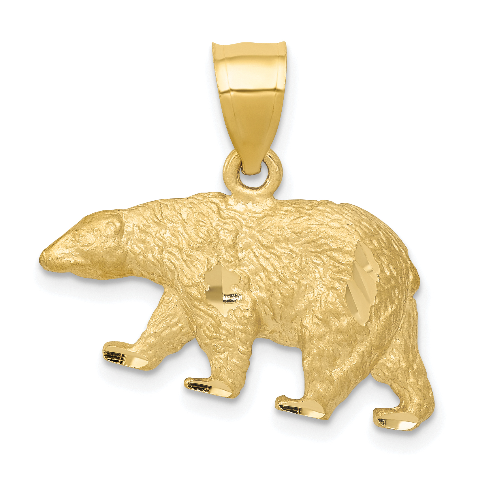 14K Diamond-cut Bear Pendant (C4061)