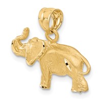 14K Yellow Gold Satin Diamond-cut Elephant Pendant view 5