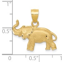14K Yellow Gold Satin Diamond-cut Elephant Pendant view 4