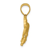 14K Yellow Gold Satin Diamond-cut Trotting Horse Pendant view 2