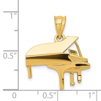 14K Yellow Gold Baby Grand Piano Charm view 4