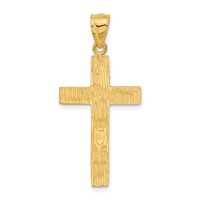 14K Yellow Gold Diamond-cut Textured Cross Pendant view 3