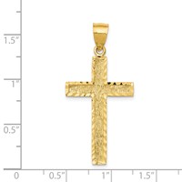 14K Yellow Gold Diamond-cut Textured Cross Pendant view 4