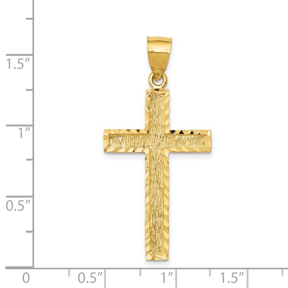 14K Diamond-cut Textured Cross Pendant