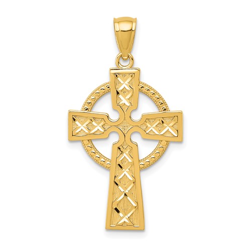 14K Yellow Gold Celtic Cross Pendant