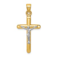 14K Two-tone Hollow Crucifix Pendant view 1