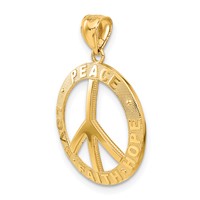 14K Yellow Gold Peace Love Faith Hope Peace Sign Pendant view 5
