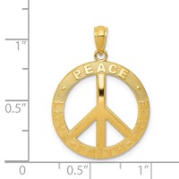 14K Yellow Gold Peace Love Faith Hope Peace Sign Pendant view 4