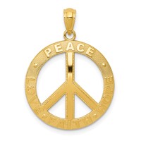 14K Yellow Gold Peace Love Faith Hope Peace Sign Pendant view 1
