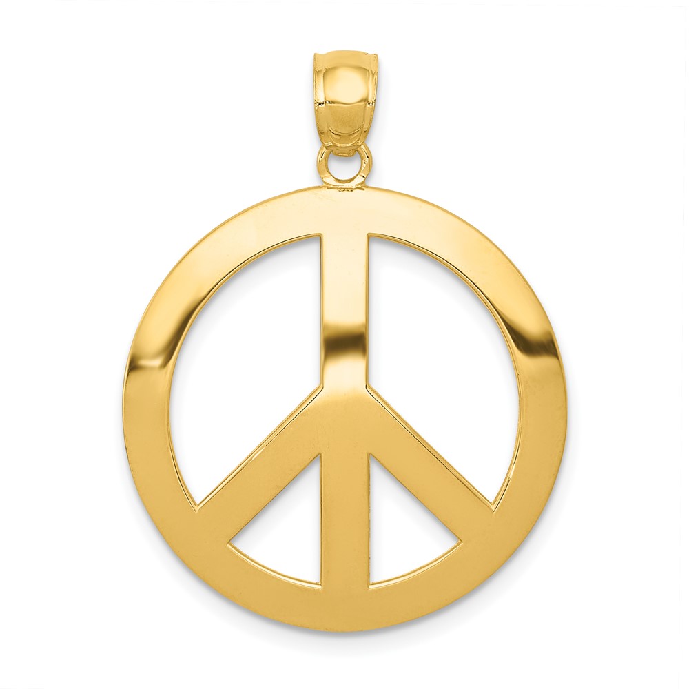 14K Yellow Gold Peace Sign Pendant