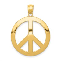 14K Yellow Gold Peace Sign Pendant view 1