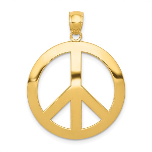 14K Yellow Gold Peace Sign Pendant