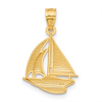 14K Yellow Gold Sailboat Pendant view 3