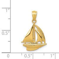 14K Yellow Gold Sailboat Pendant view 4