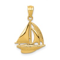 14K Yellow Gold Sailboat Pendant view 1