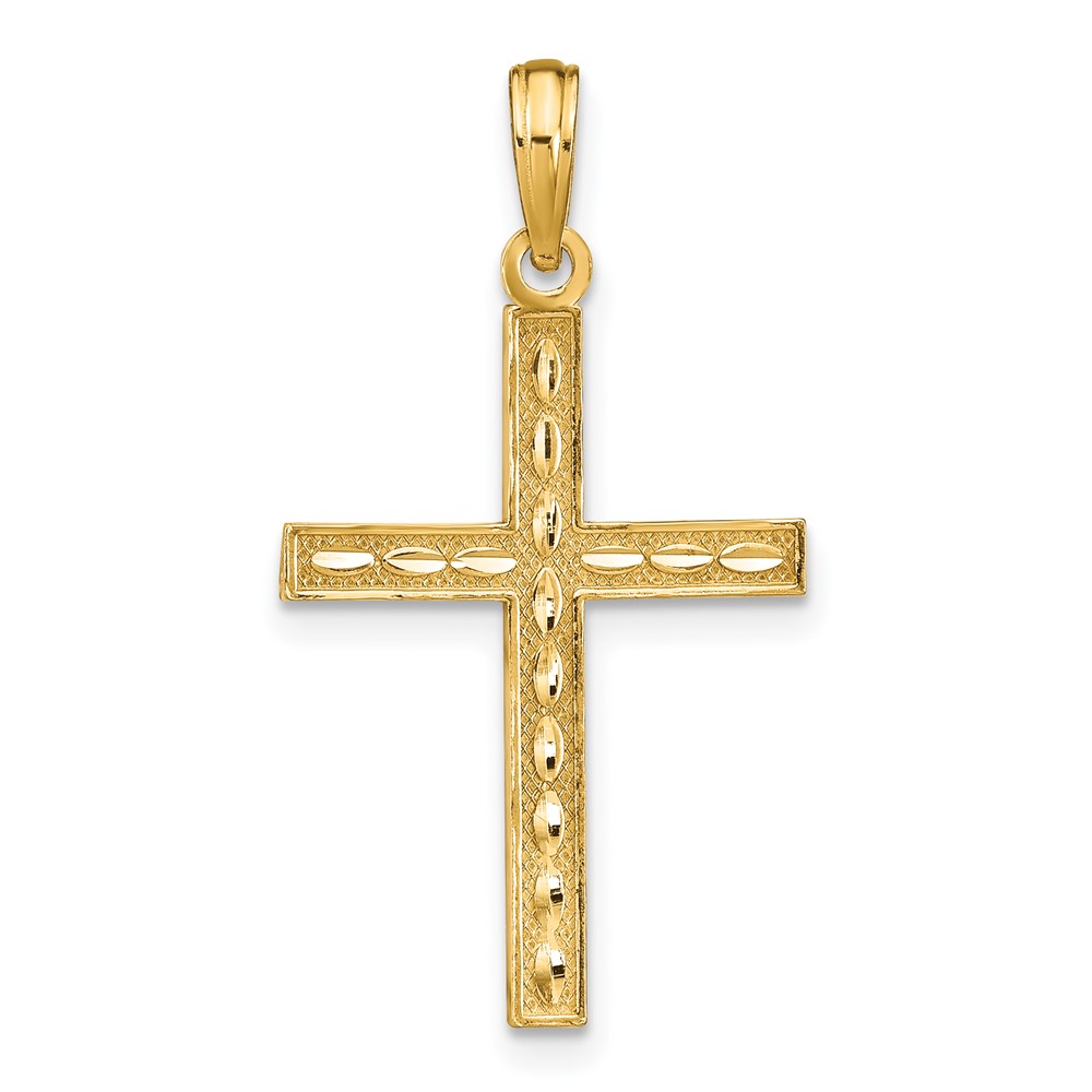 14K Yellow Gold Reversible Faith Hope Love Greatest Love Cross Pendant