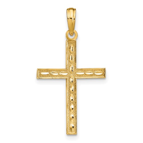 14K Yellow Gold Reversible Faith Hope Love Greatest Love Cross Pendant