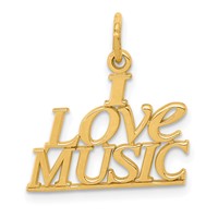 14K Yellow Gold I Love Music Charm view 1