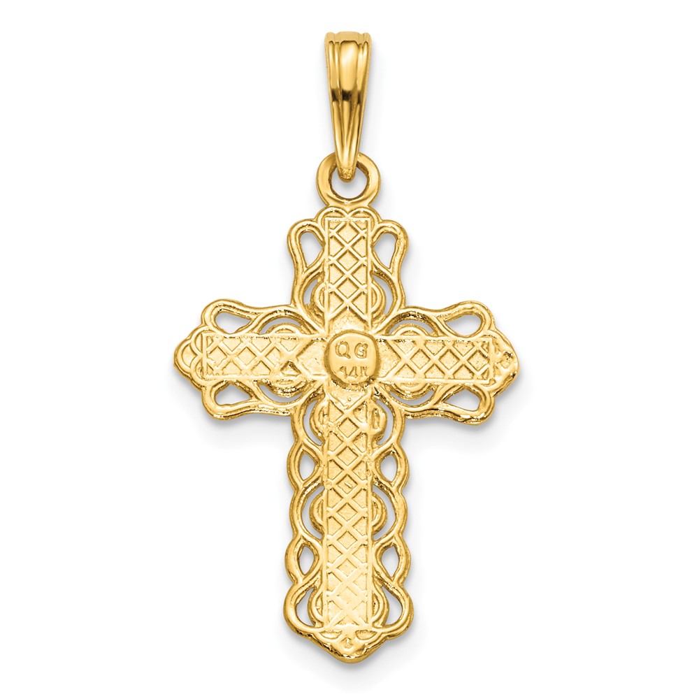 14K Lace Trim Cross Pendant (C4184)