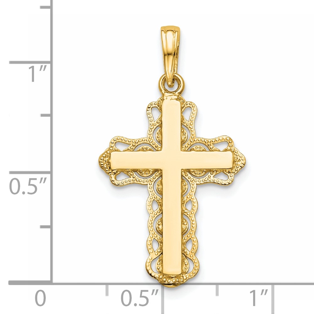 14K Lace Trim Cross Pendant (C4184)