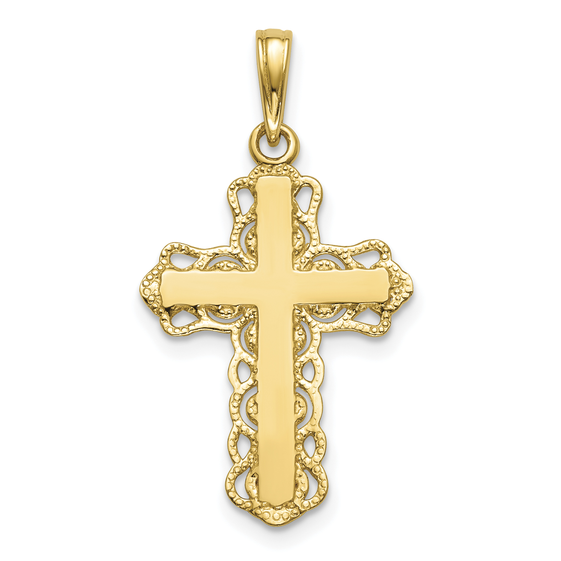 14K Lace Trim Cross Pendant (C4184)