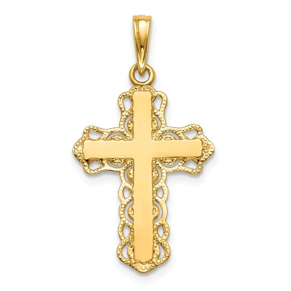14K Lace Trim Cross Pendant (C4184)