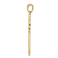 14K Yellow Gold Textured Outline Cross Pendant view 2