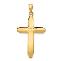 14K Yellow Gold Textured Outline Cross Pendant view 4