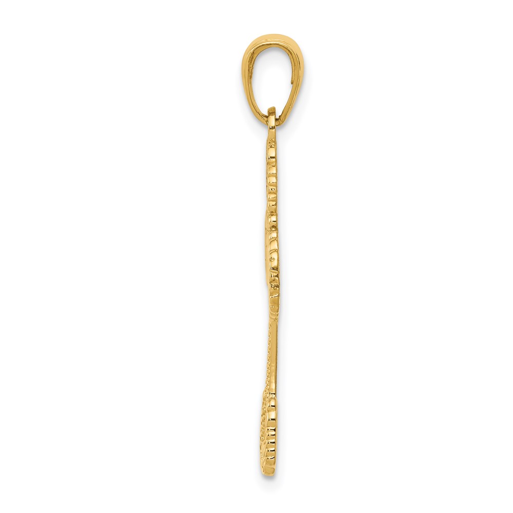 14K Beaded Cross with Heart Pendant (C4194)